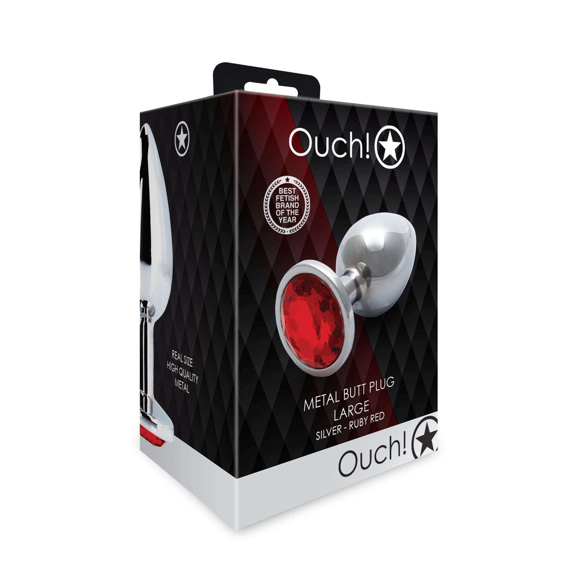 Korek analny Ouch! Round Gem L, 8.1 cm (czerwony)