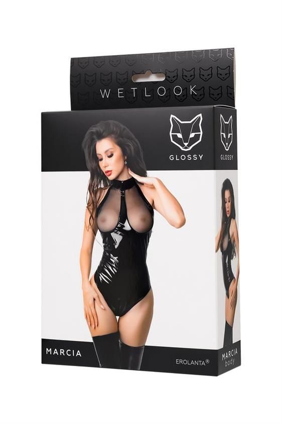 Body Glossy Marcia Wetlook, L (czarny)