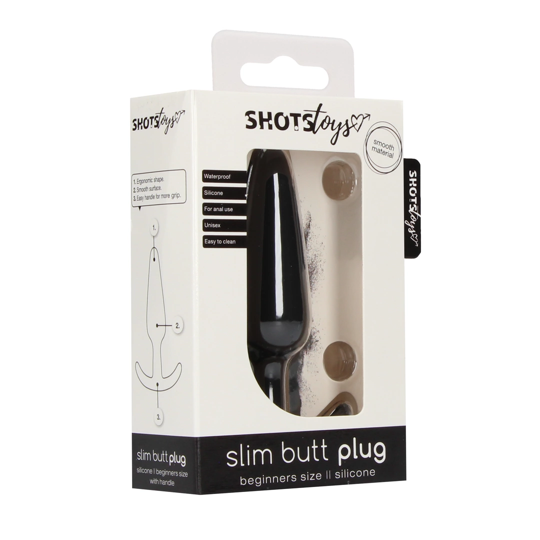 Korek analny ShotsToys Slim Butt Plug, 8.3 cm (czarny)