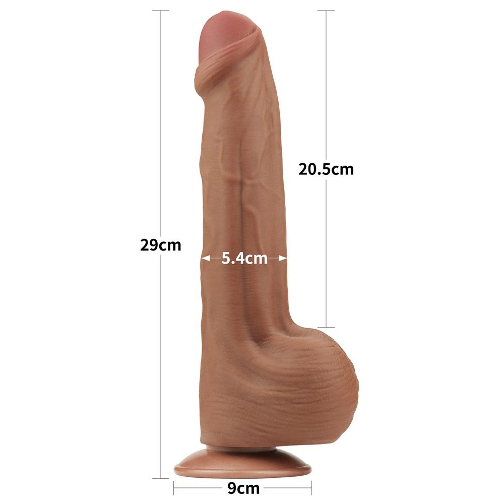 Dildo LoveToy Sliding-Skin Dual Layer Dong, 29 cm (brązowy)