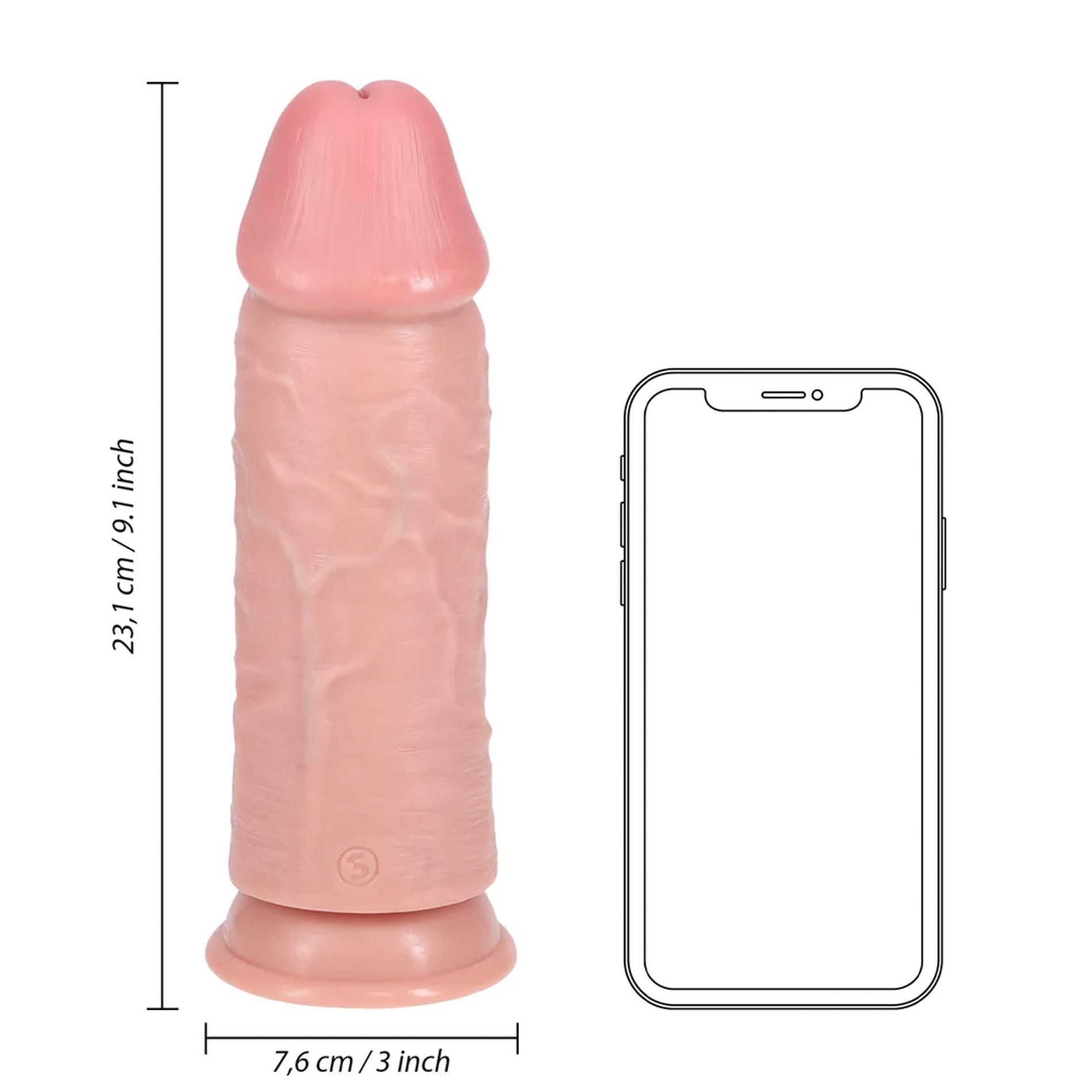 Dildo RealRock Extra Thick Straight, 23 cm (w kolorze cielistym)