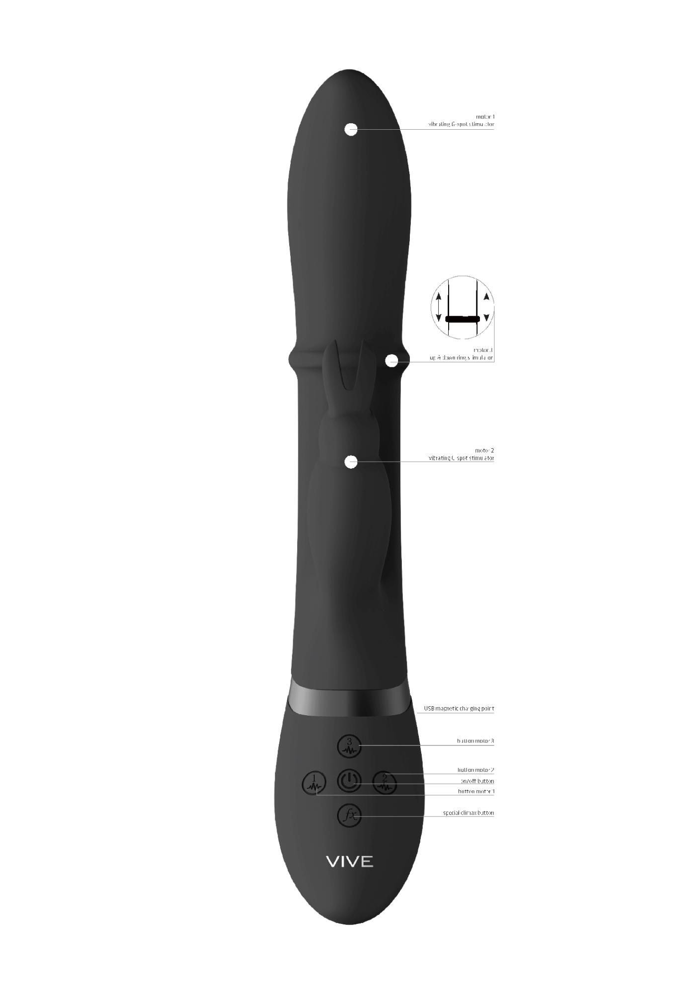 Вибратор-кролик ShotsToys Halo, 24.5 см (черный)