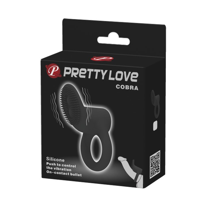Ерекційне кільце з вібрацією Pretty Love Cobra, 7,6 см (чорний)