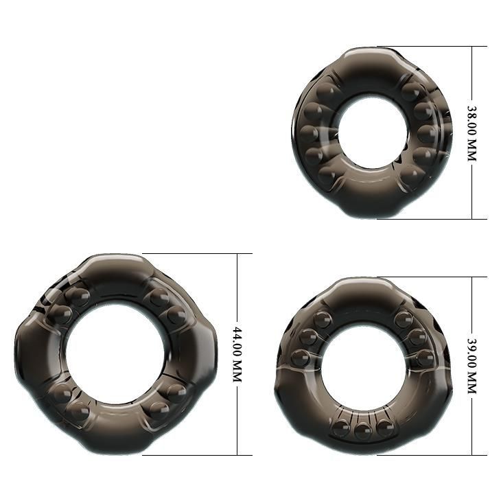 Набор эрекционных колец Baile Cock ring Yvonne Set, 3 шт (чёрный)