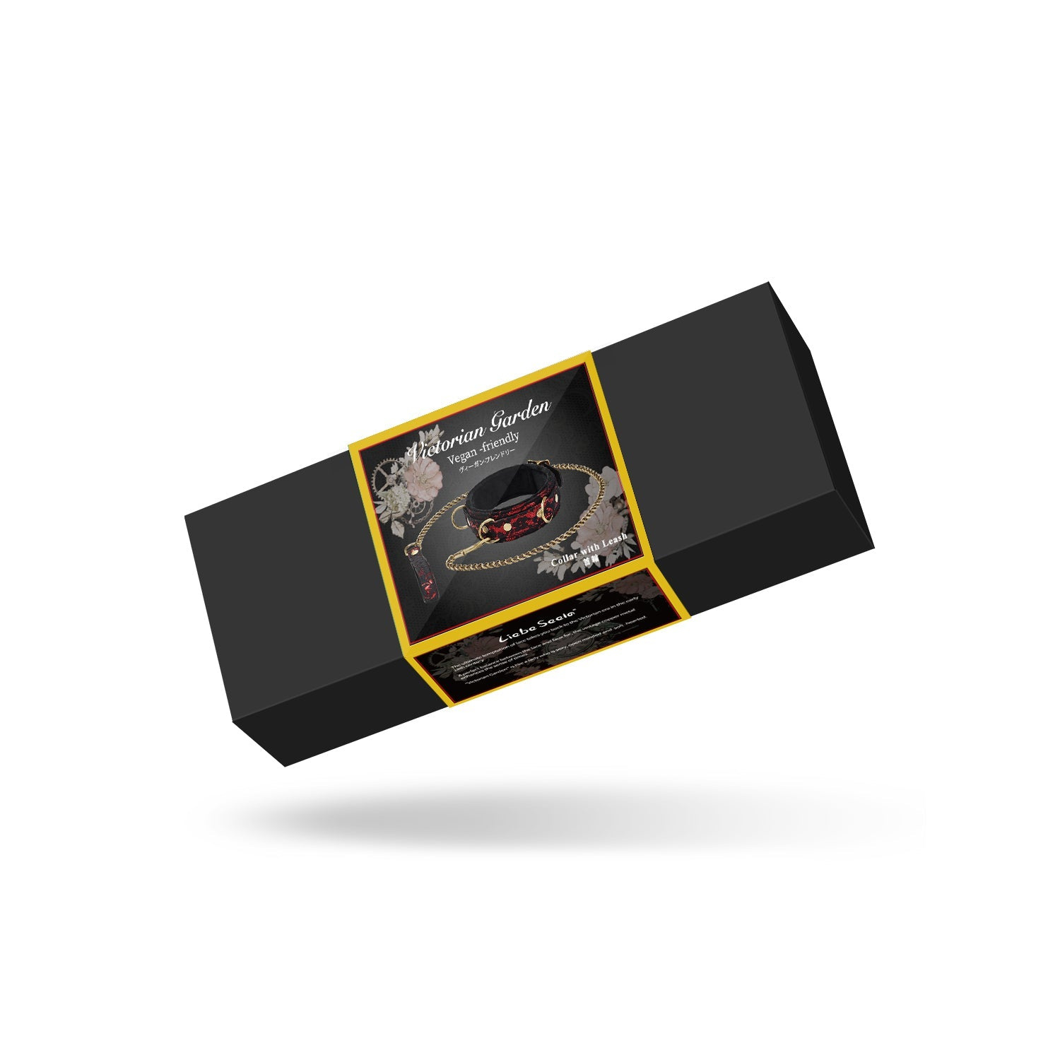 Ошейник с поводком Liebe Seele Victorian Garden Lace and Vegan Collar With Leash (черный с красным)