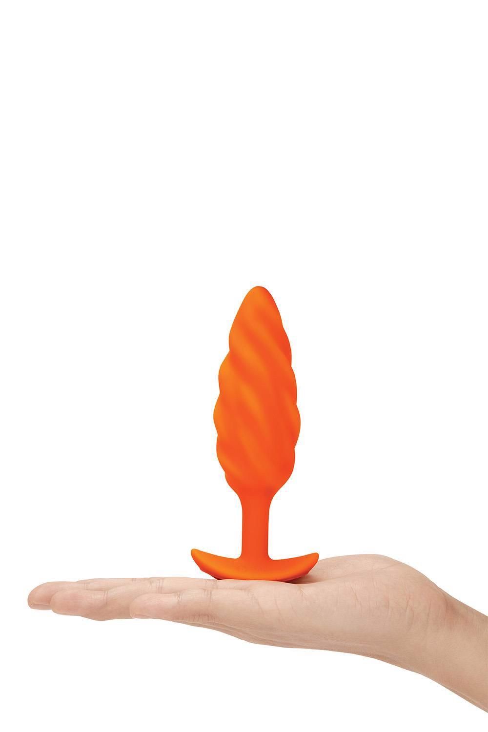 Анальная пробка B-Vibe Swirl Texture Plug, 13.5 см (оранжевый)