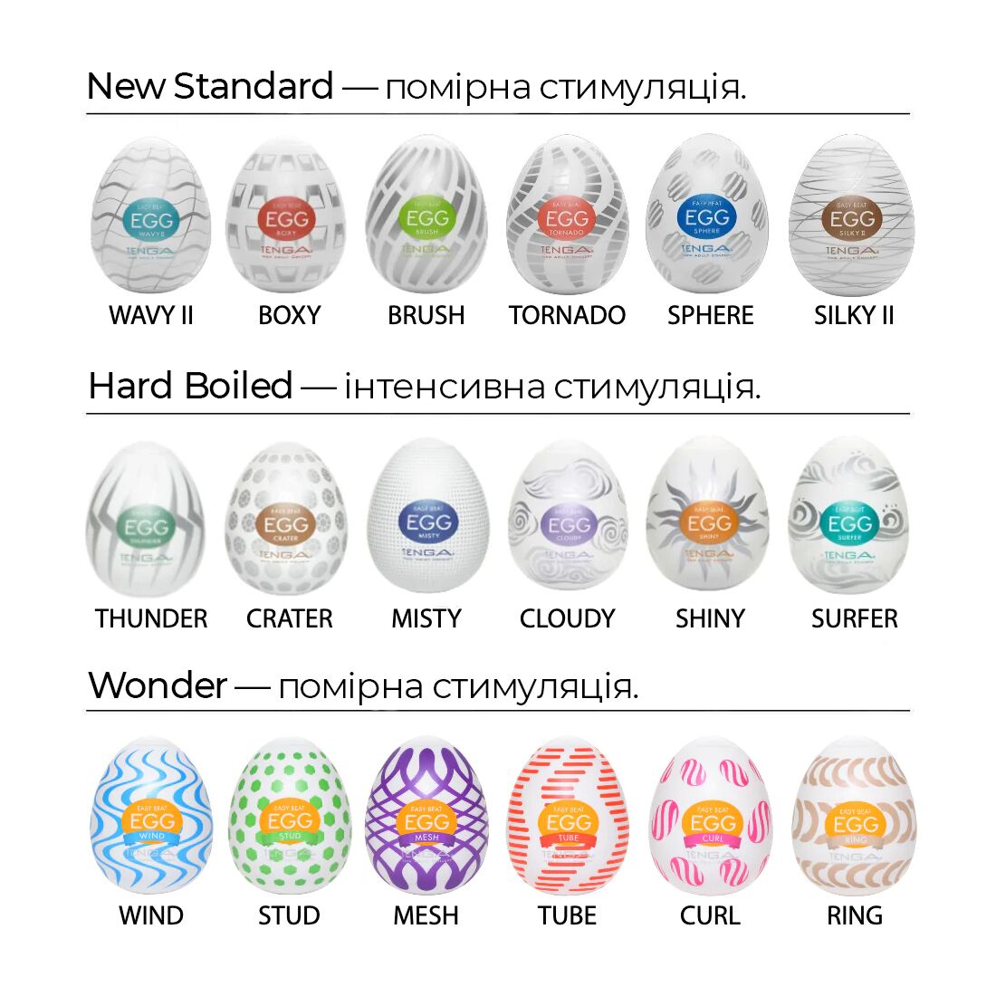 Мастурбатор яйцо Tenga Egg New Standard Silky II (белый)