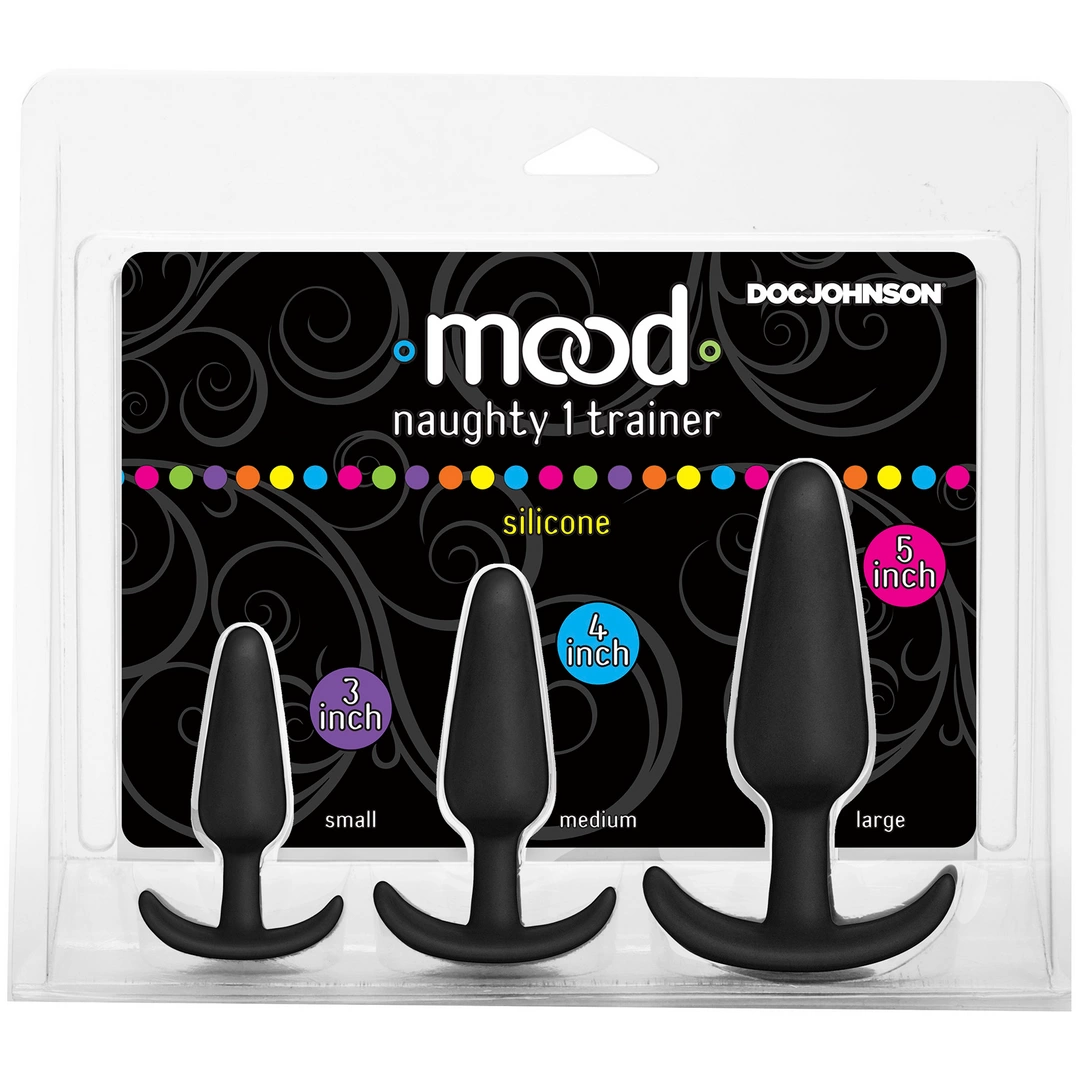 Korek analny Doc Johnson Mood Naughty Trainer Set, 3 sztuki (czarny)