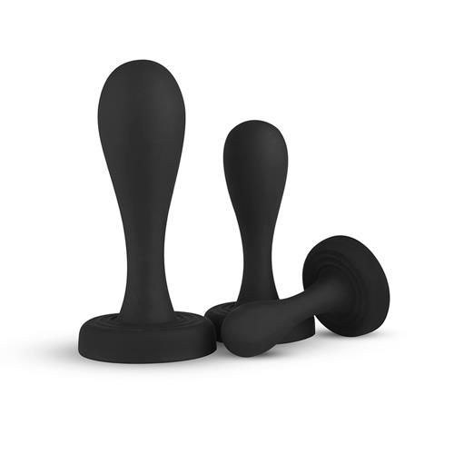 Набір анальних пробок Buttr Kickers Butt Plug Training, 3 шт (чорний)