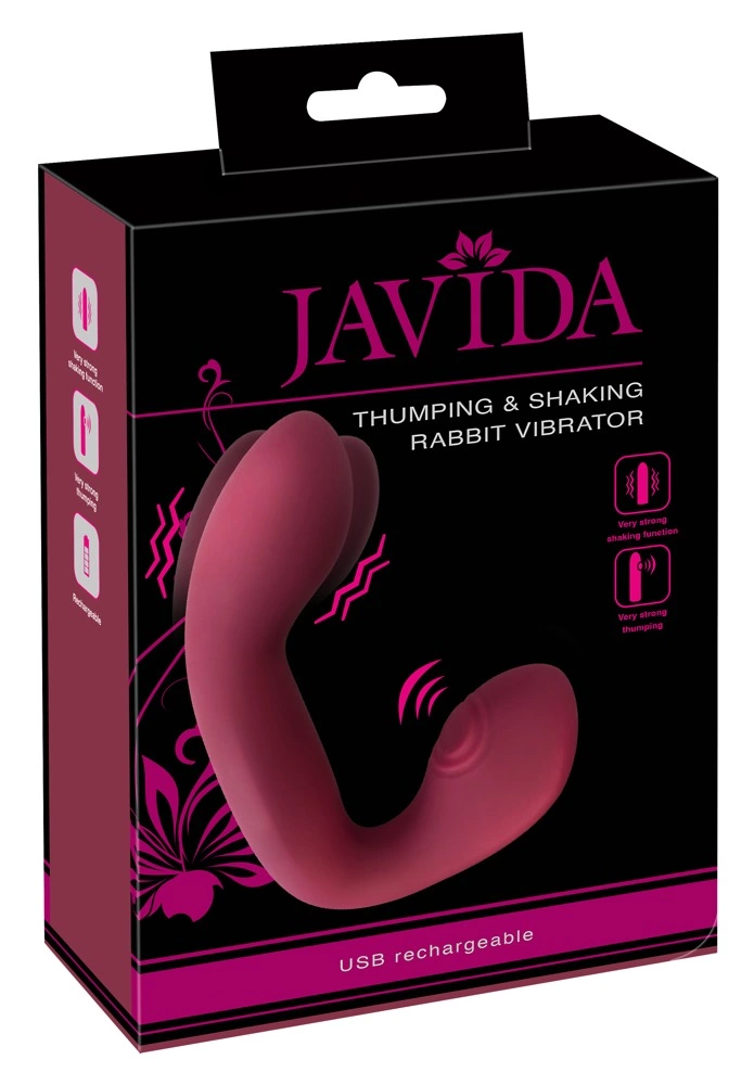Вибратор Javida Thumping & Shaking Rabb, 17.1 см (бордовый)