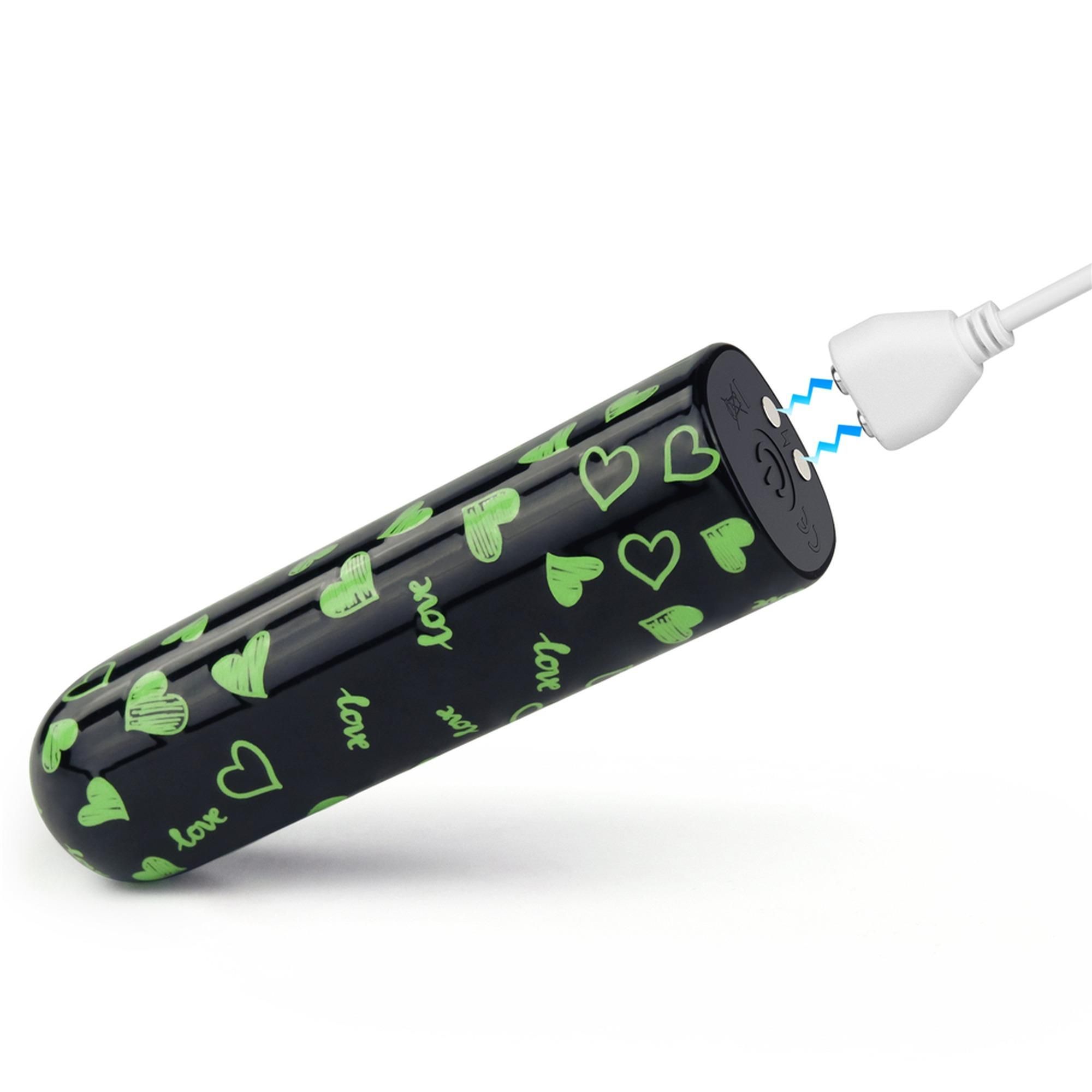 Вібратор для клітора LoveToy Heart Massager Glow In The Dark, 8,5 см (чорний)