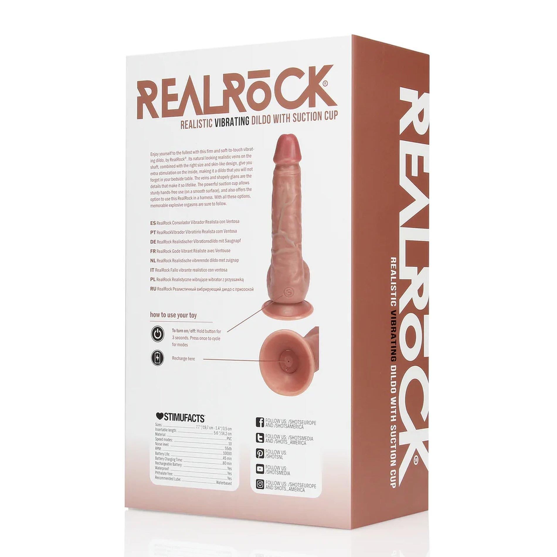 Вибратор RealRock Regular Straight Cock with Balls 7", 18 см (коричневый)