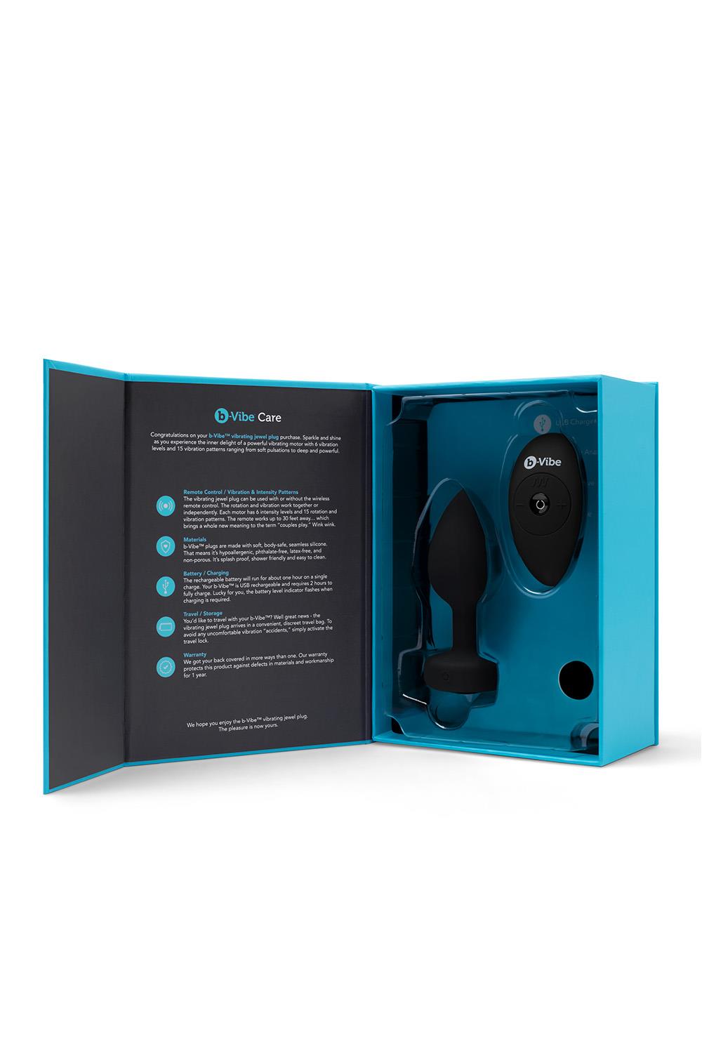 Korek analny B-Vibe Vibrating Jewel Plug M/L, 10.5 cm (czarny)