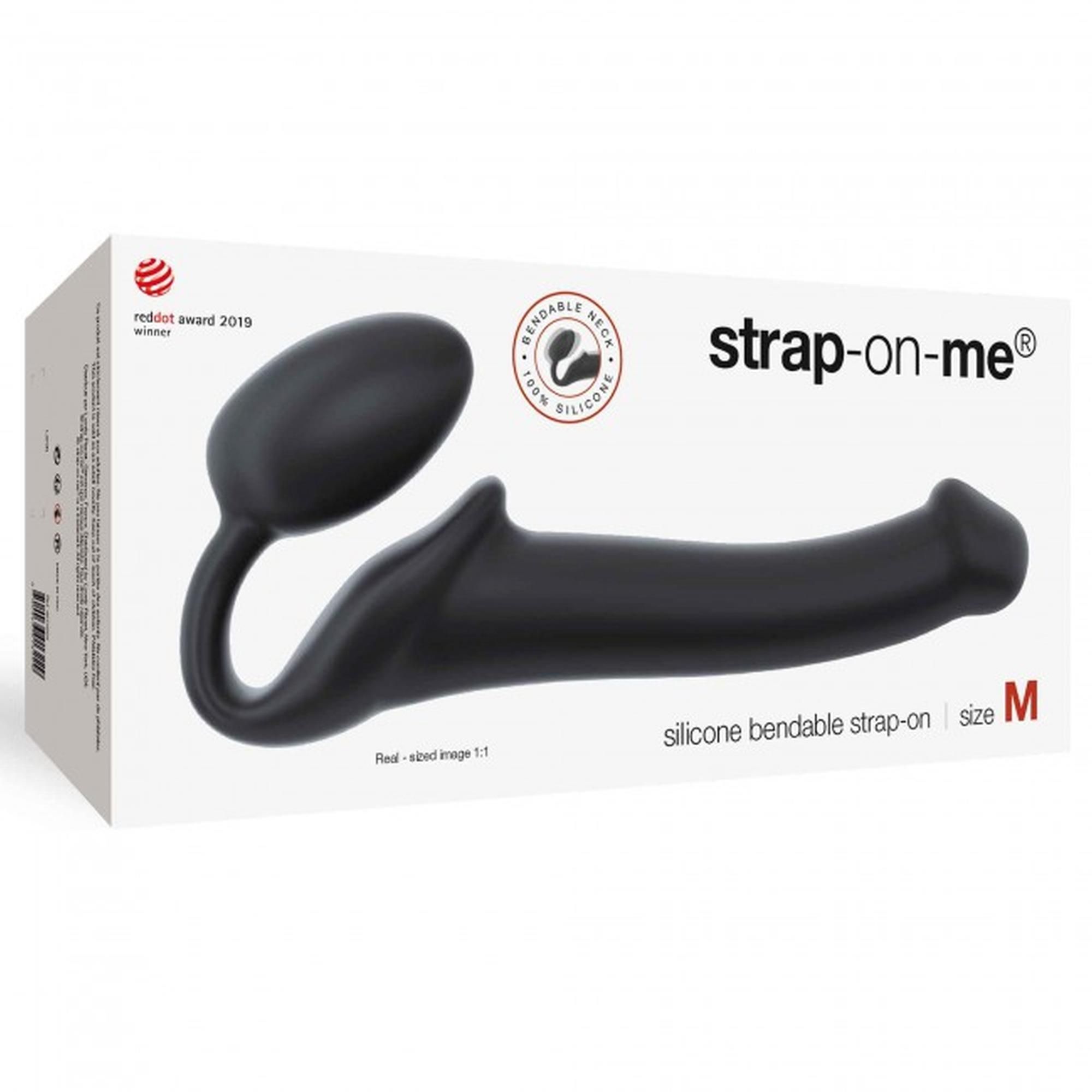 Безремневой страпон Strap-On-Me M, 15,6 см (черный)