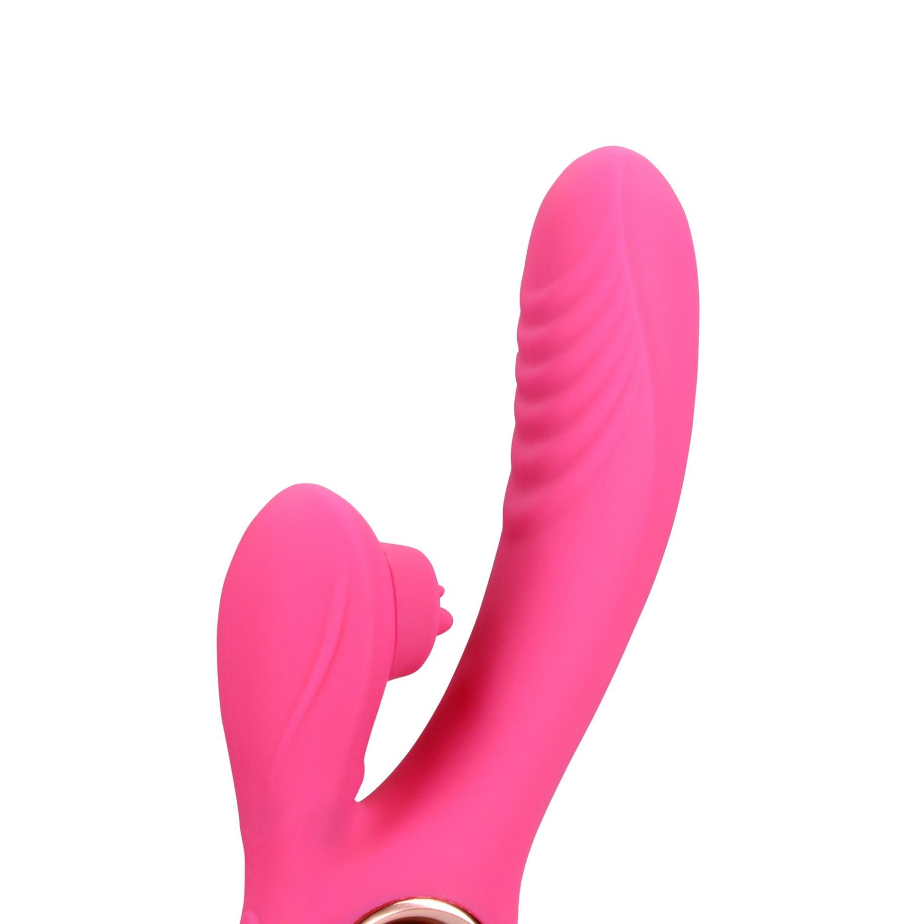 Вибратор-кролик Loveline Tongue Flickering and Heating, 21,5 см (розовый)