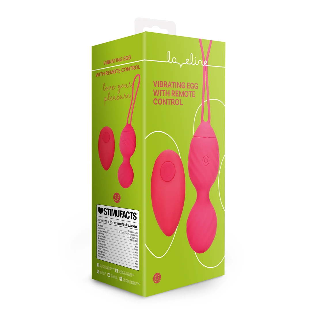 Виброяйцо Loveline Egg with Remote Control, 9.2 см (красный)