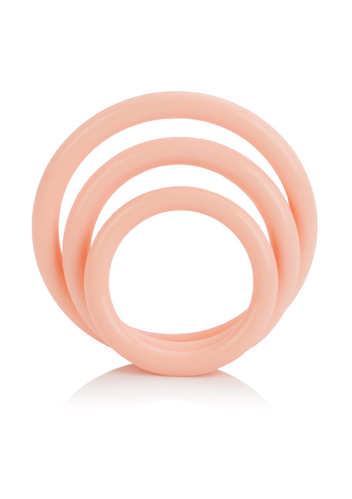 Эрекционное кольцо Calexotics Tri-Rings, 3 шт (телесный)