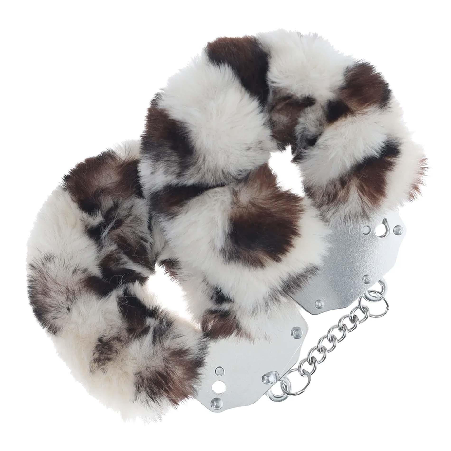 Kajdanki Ouch! Heavy-duty Fluffy Handcuffs (czarno-biały)