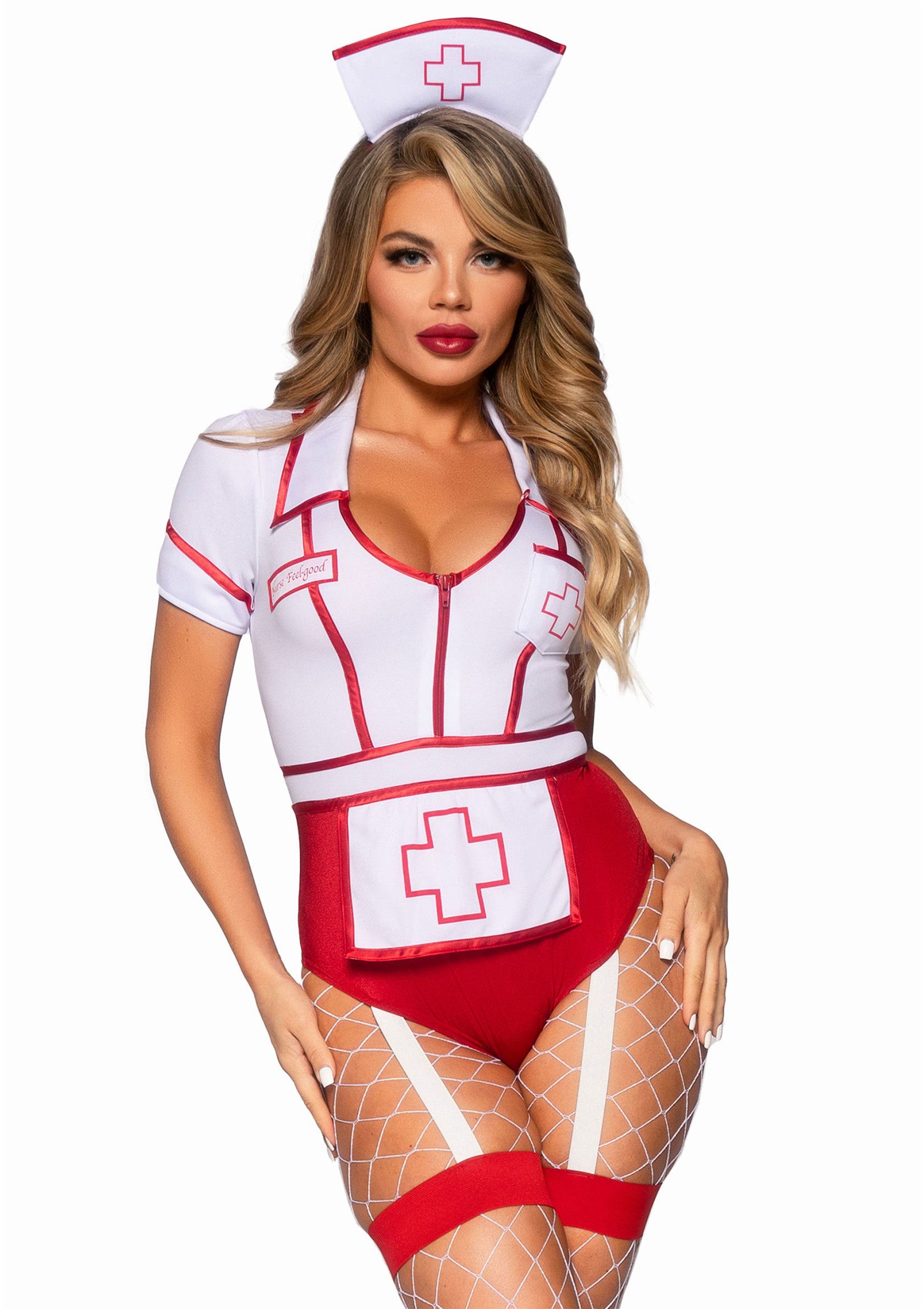 Костюм медсестры Leg Avenue Nurse Feelgood Sexy Costume, M (красный с белым)