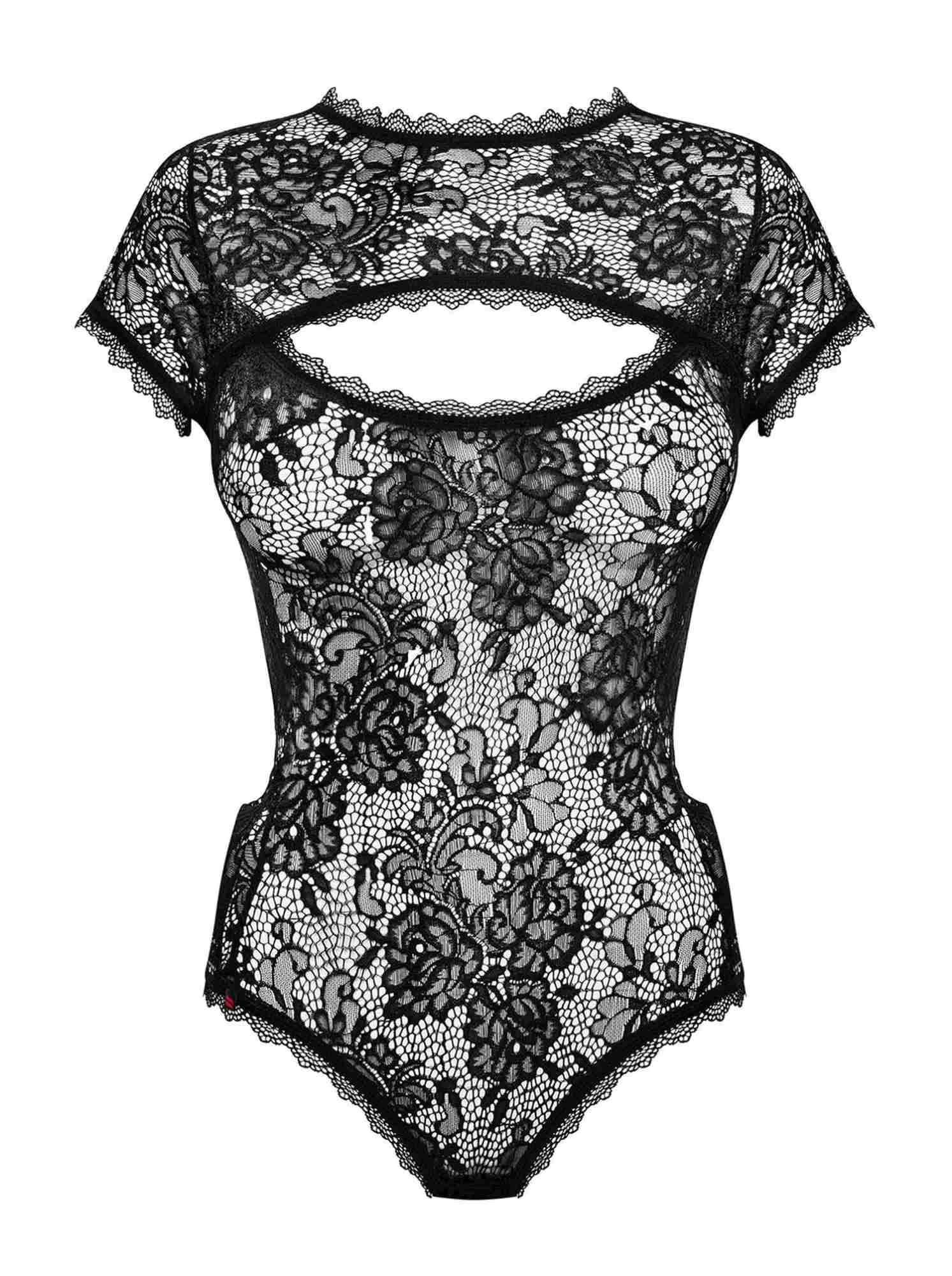 Эротический боди Obsessive Peonesia, S/M (черный)