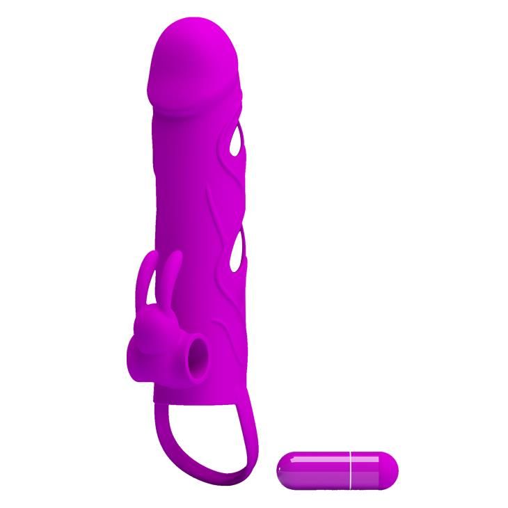 Насадка на пенис Pretty Love Vibrating Penis Sleeve, 14 см (фиолетовый)