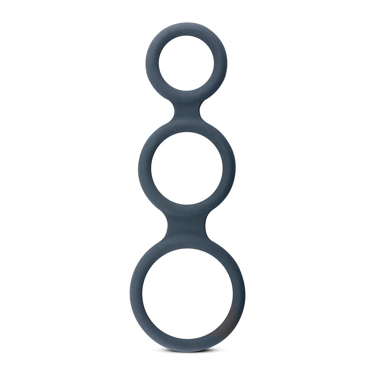 Ерекційне кільце Boners Triple Cock Ring, 18 см (сірий)