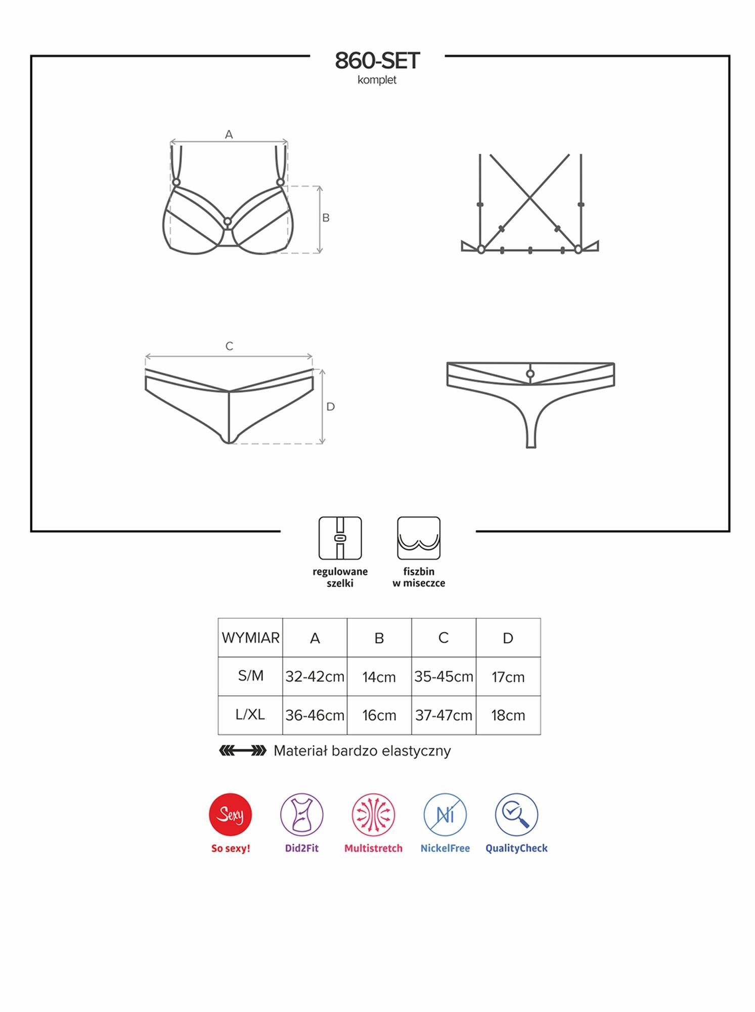 Комплект белья Obsessive 860-SET-1, S/M (чёрный)