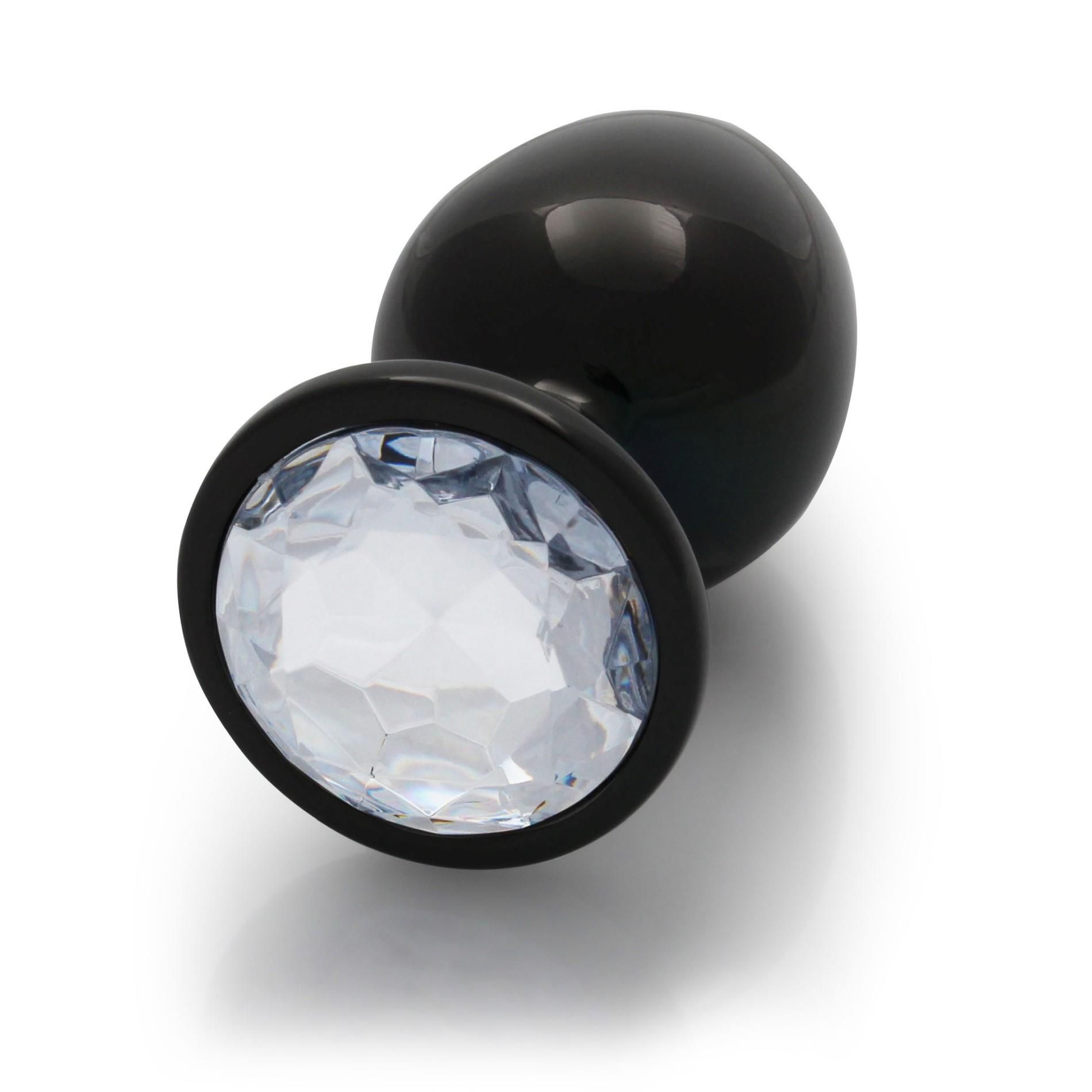 Анальная пробка Ouch! Round Gem Butt Plug L, 9.3 см (черный)