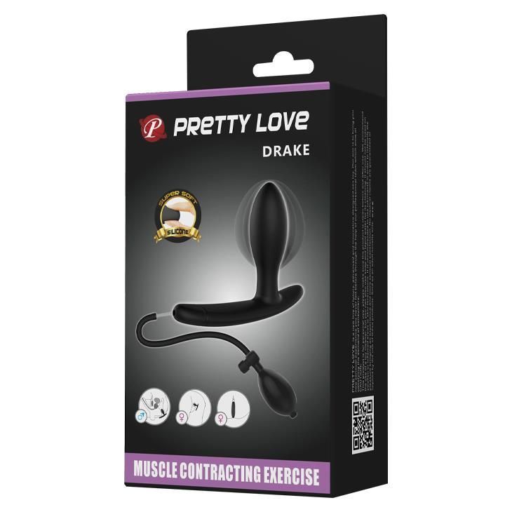 Nadmuchiwany korek analny Pretty Love Drake, 7,8 cm (czarny)