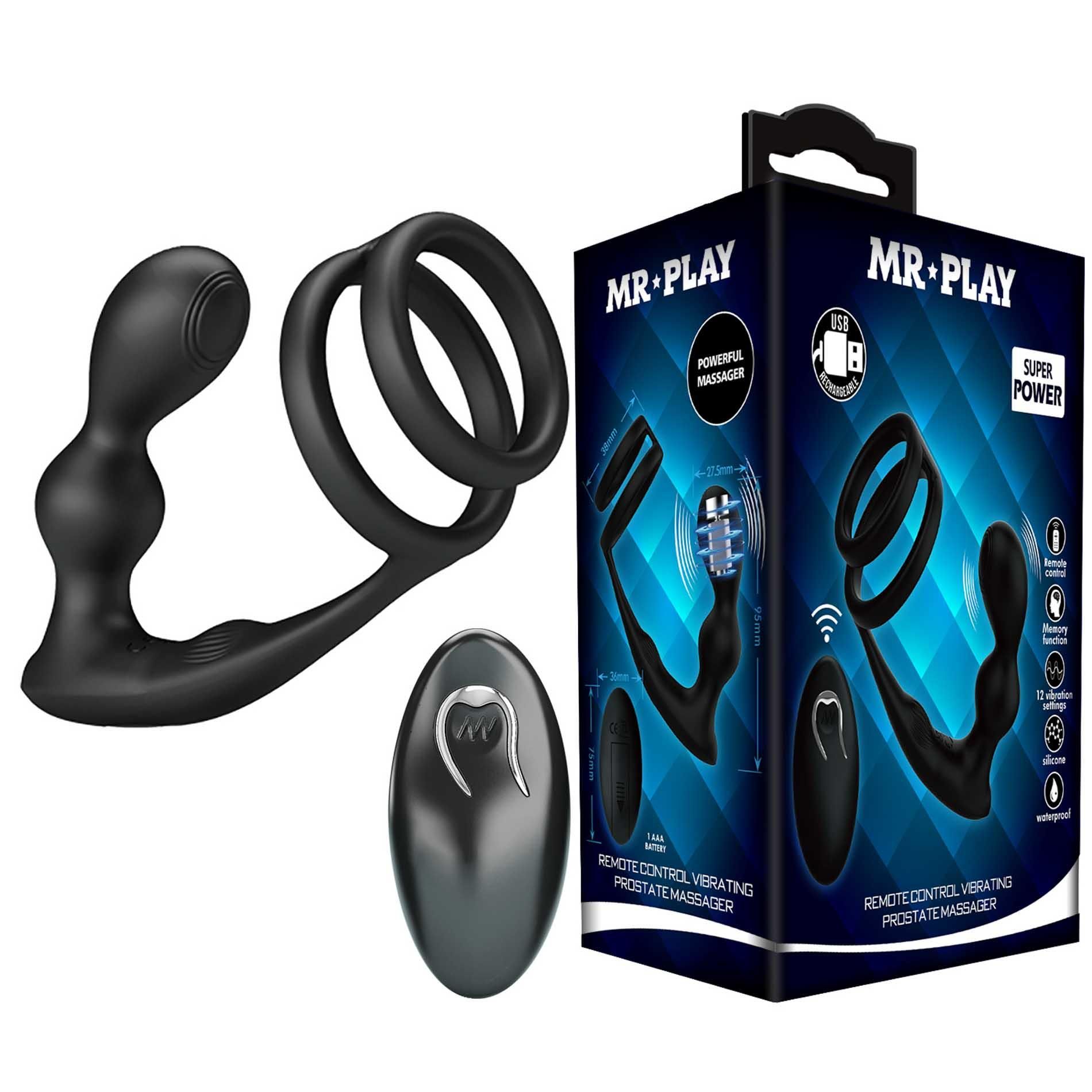 Вибростимулятор простаты MR Play Remote Control, 13.5 см (черный)