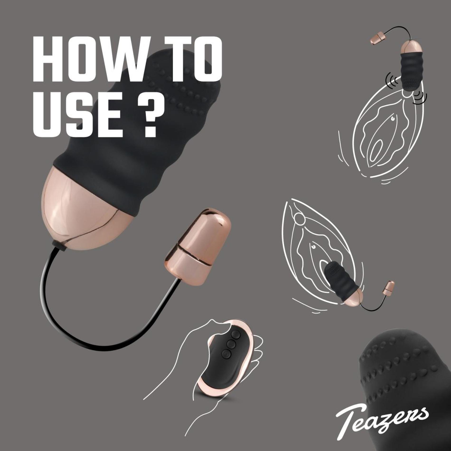 Wibrujące jajeczko Teazers Ribbed Vibrating Egg, 8 cm (czarny)