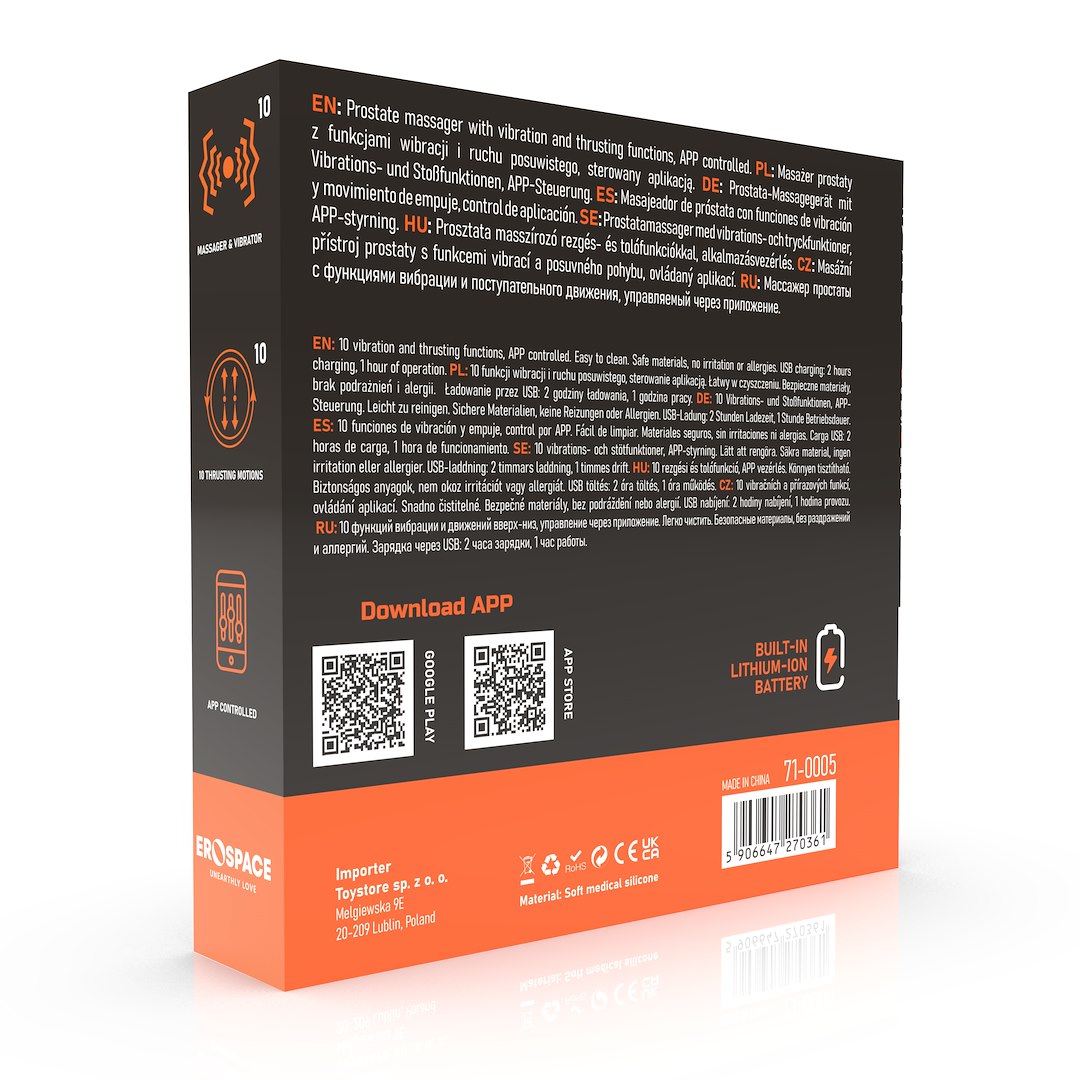 Стимулятор простаты Erospace Men’s Play B5, 17,3 см (черный)