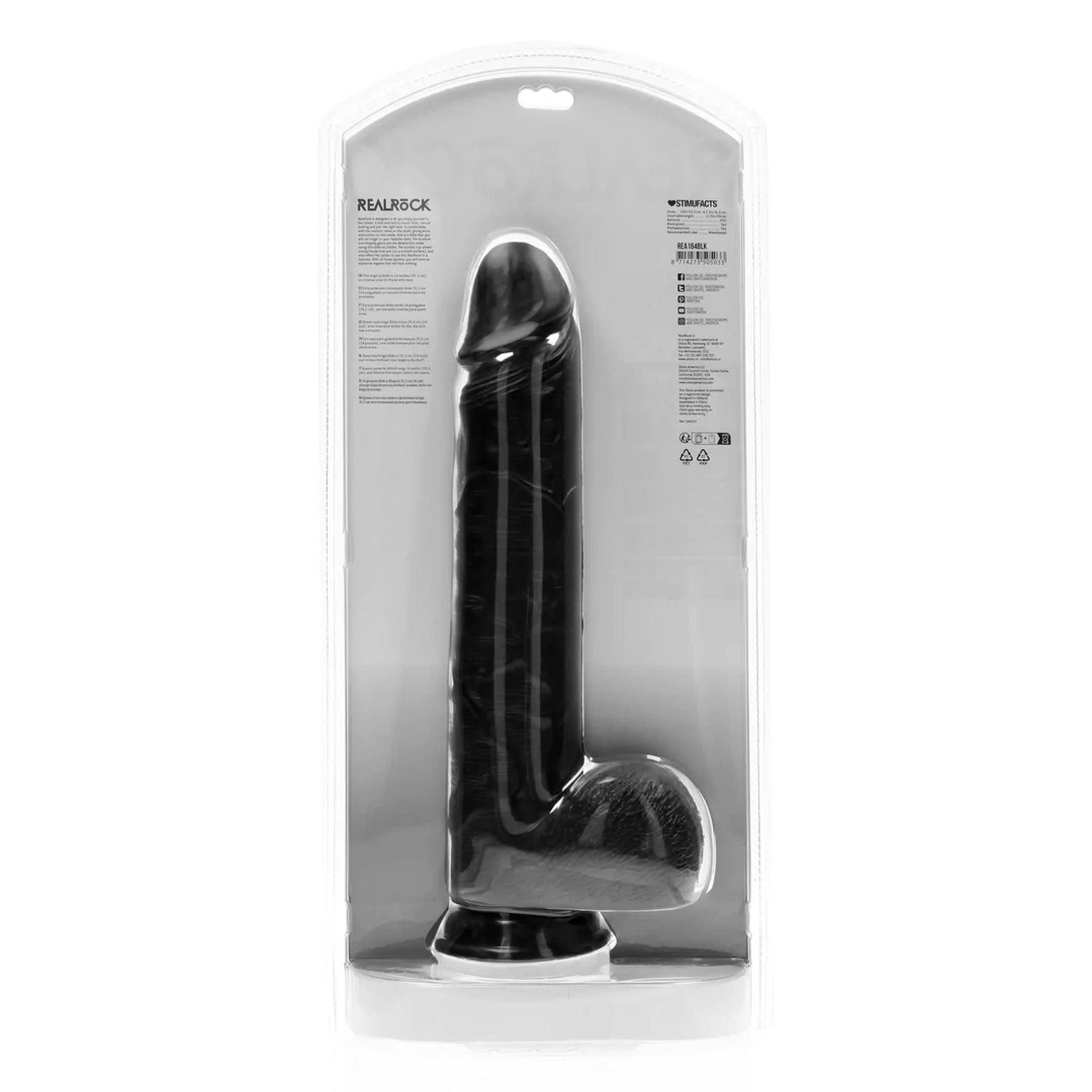 Фаллоимитатор RealRock Straight with Balls, 35.5 см (черный)