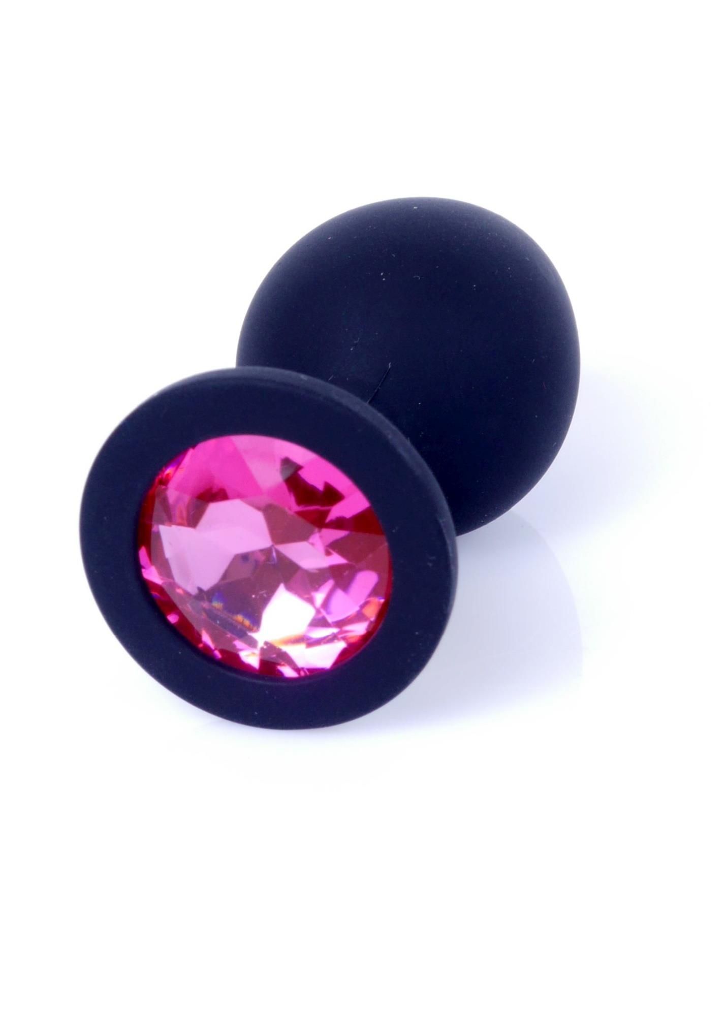 Силіконова анальна пробка з кристалом Boss Silikon Jewellery, 8 см (рожевий)