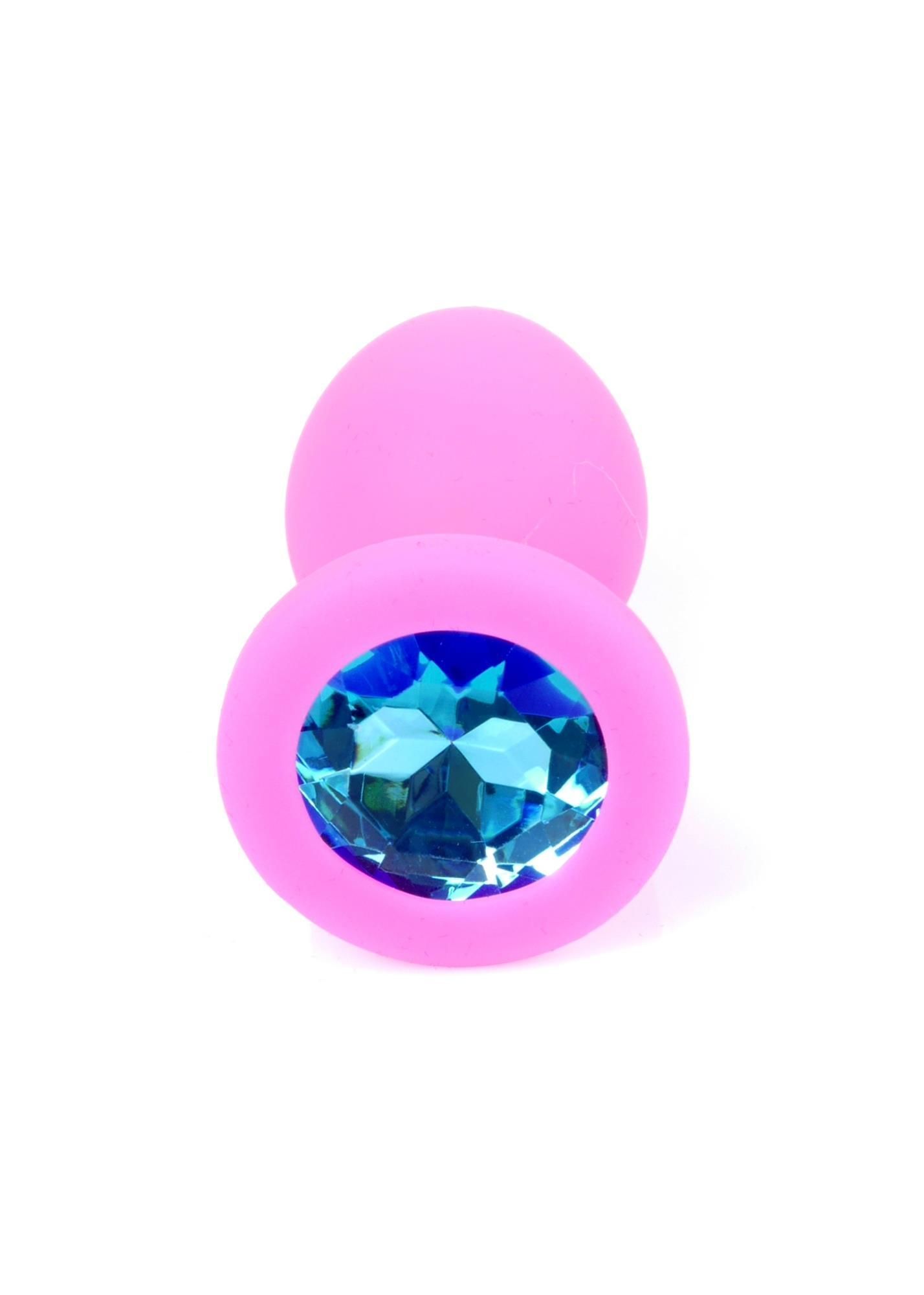 Силіконова анальна пробка з кристалом Boss Plug Jewellery, 7 см (блакитний)