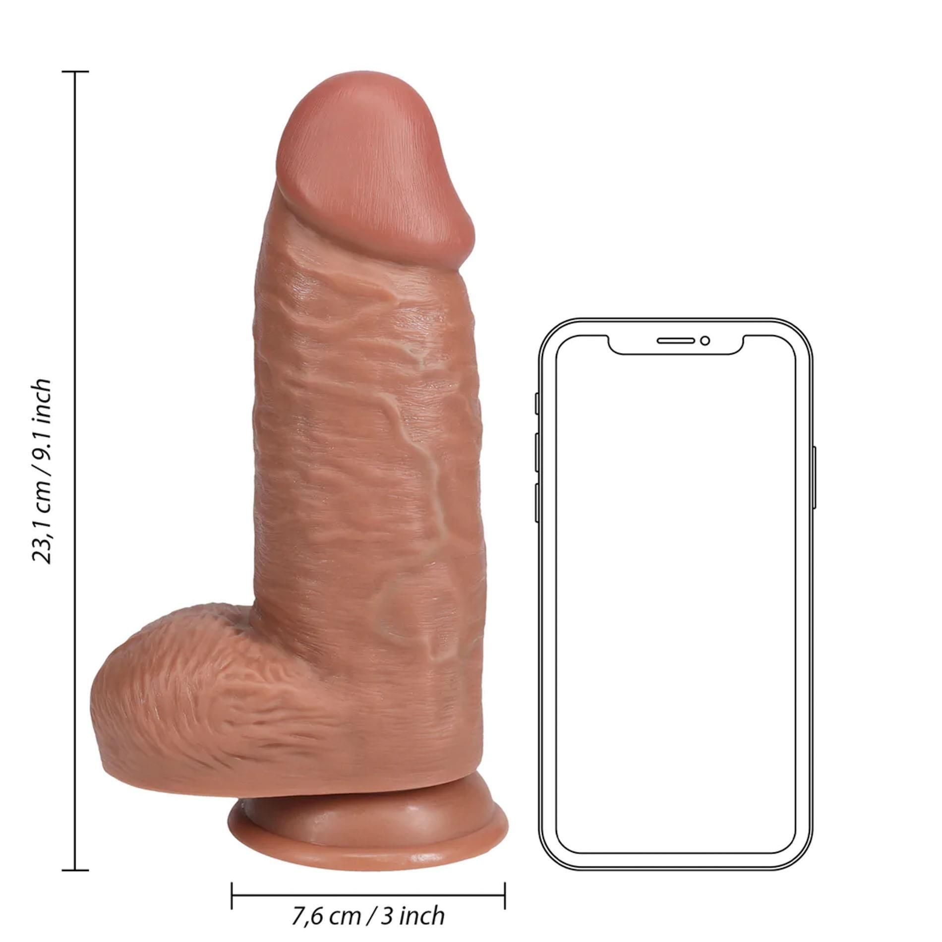 Фаллоимитатор RealRock Extra Thick, 23 см (коричневый)