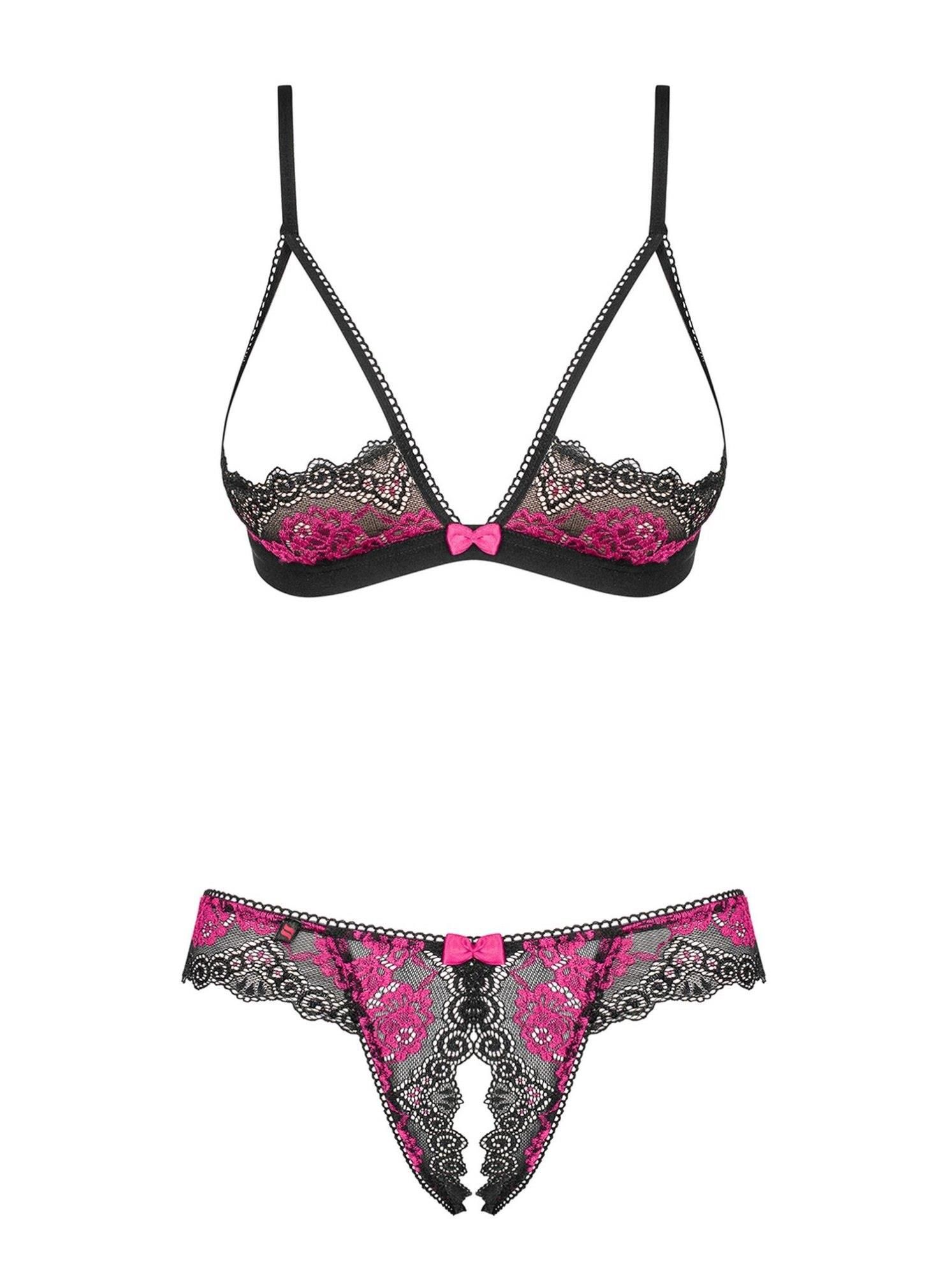 Эротический комплект Obsessive Tulia, L/XL (черный)