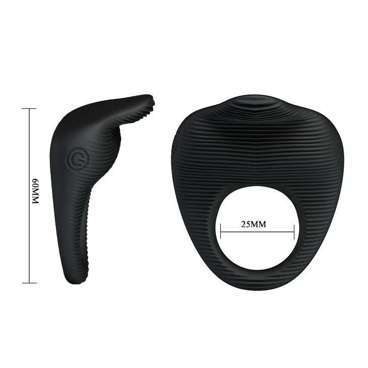 Эрекционное кольцо Pretty Love Thimble Vibrating Cock Ring, 6 см (черный)
