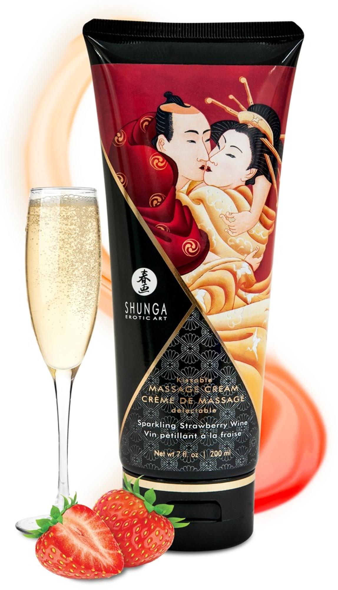 Массажный крем Shunga клубника с шампанским, 200 мл