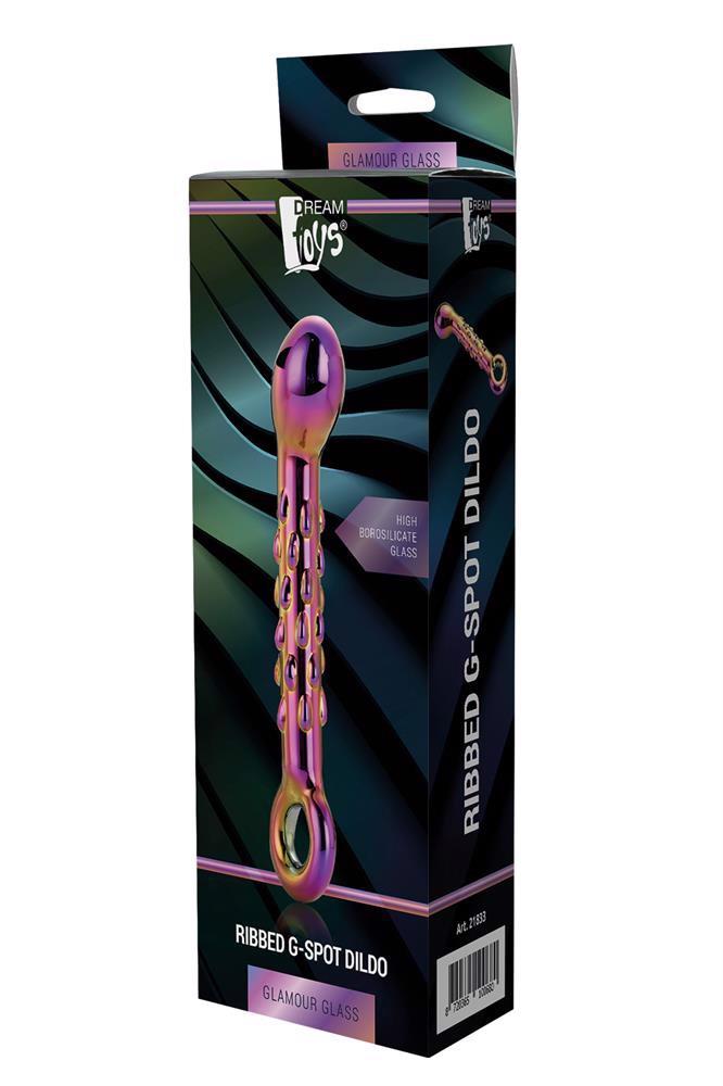 Фаллоимитатор Glamour Glass Ribbed G-Spot, 18 см (мульти)