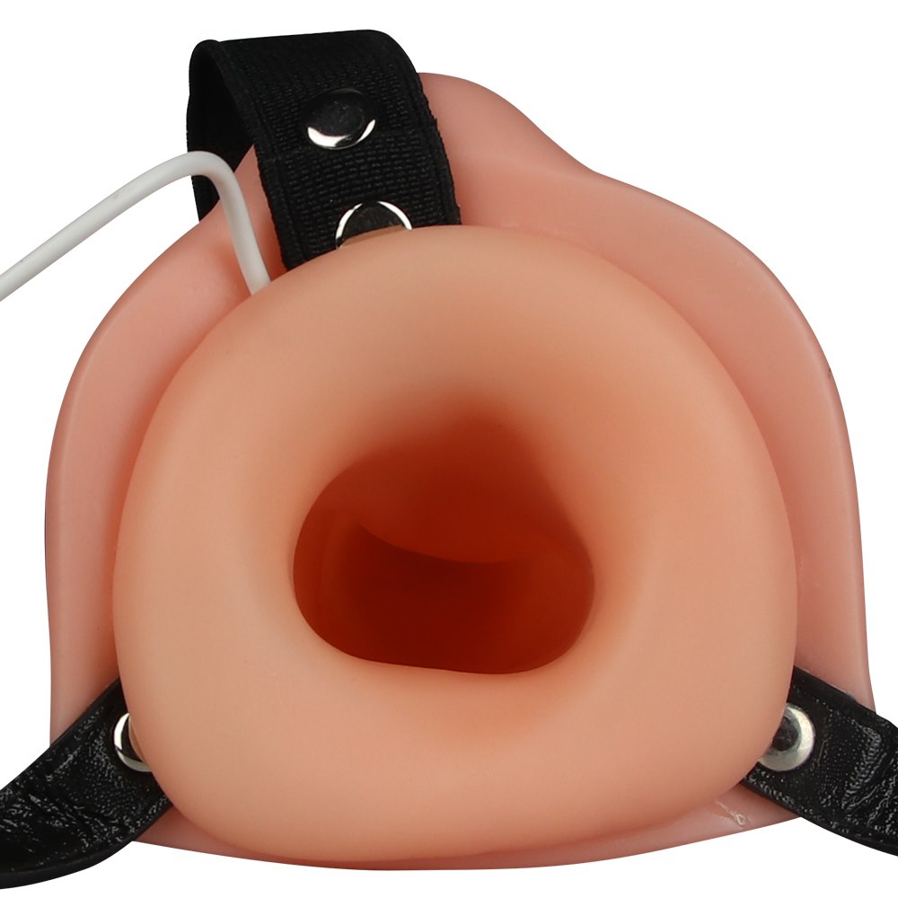 Страпон Unisex Hollow Strap On Vibrating, 13.5 см (тілесний)