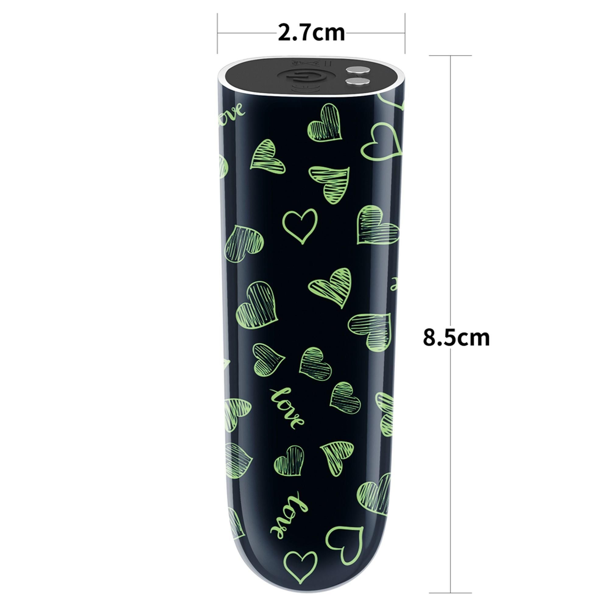 Вібратор для клітора LoveToy Heart Massager Glow In The Dark, 8,5 см (чорний)