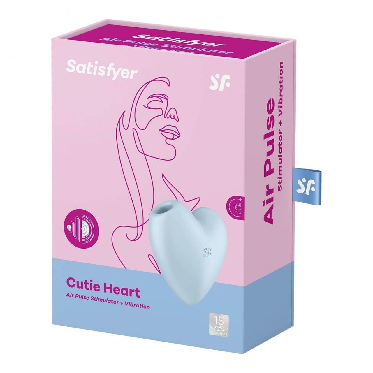 Вакуумный стимулятор клитора с вибрацией Satisfyer Cutie Heart (голубой)