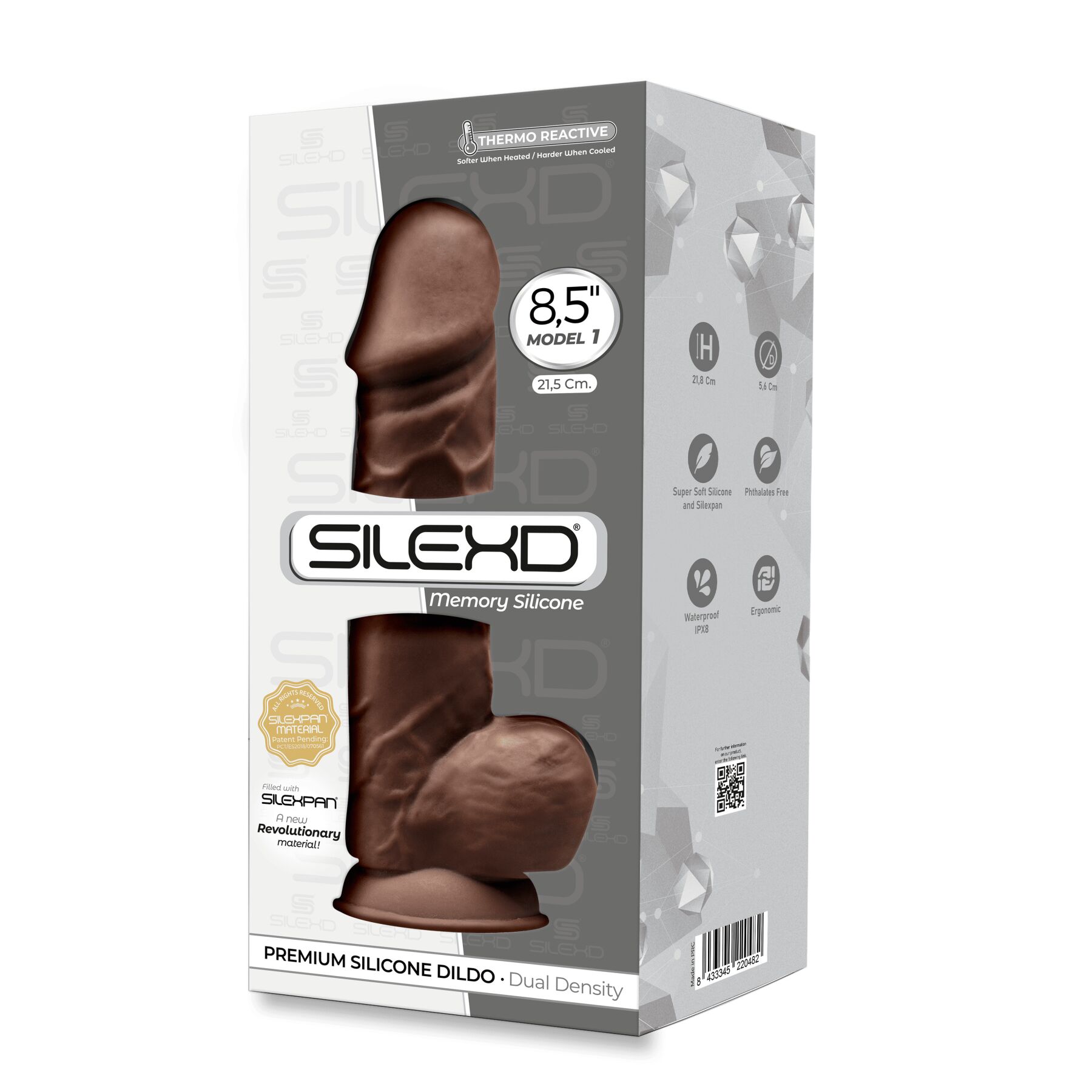 Фаллоимитатор Silexd Premium Silicone Dildo Model 4 Size 8.5, 21.5 см (коричневый)