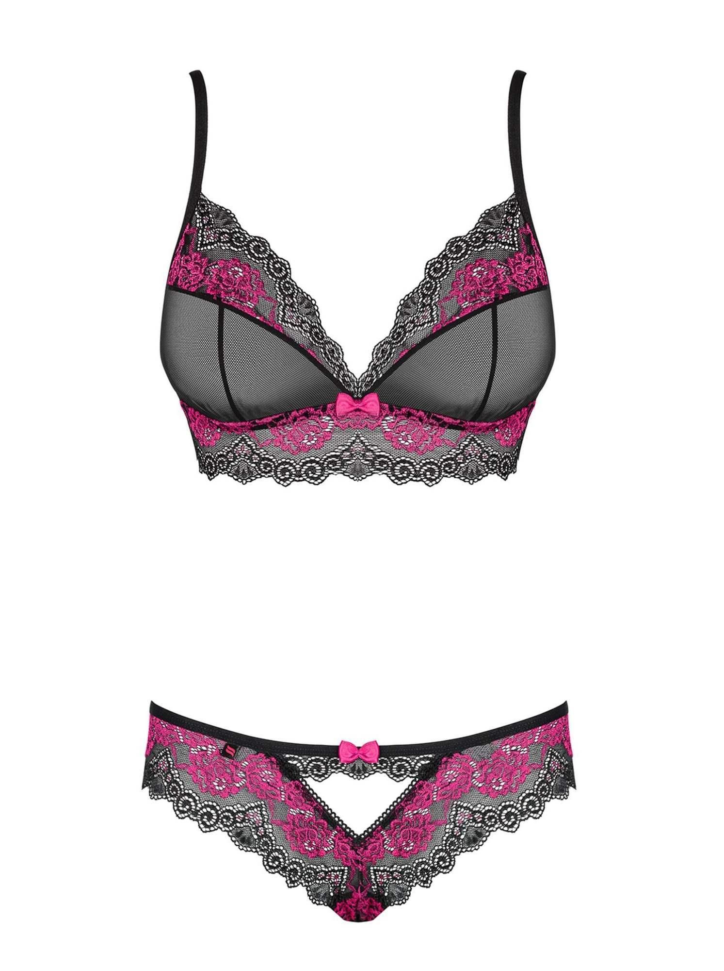 Комплект белья Obsessive Tulia, L/XL (черный)
