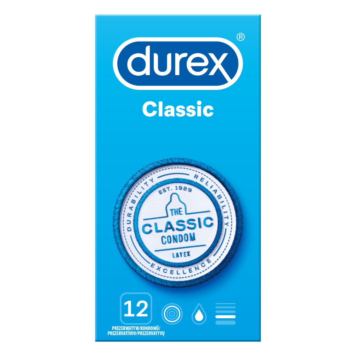 Durex Classic - Prezerwatywy, Przezroczysty, 19.5 cm