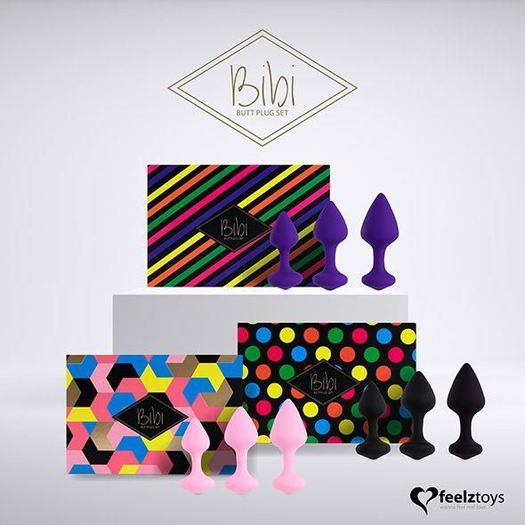 Набір анальних пробок FeelzToys Bibi, 3 шт (фіолетовий)