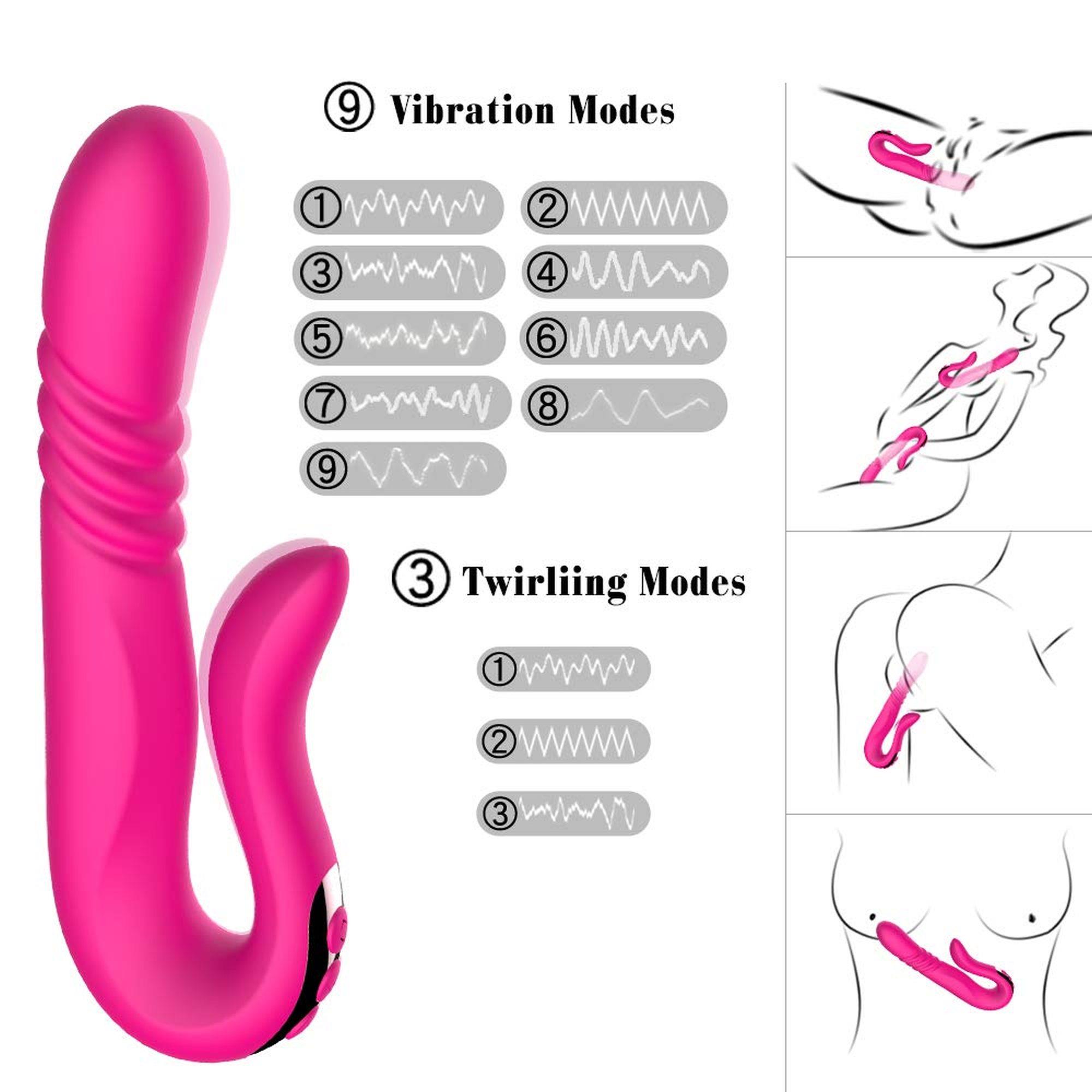 Boys of Toys Deluxe Twirling Vibrating Thruster - Wibrator B -, Różowy, 23 cm