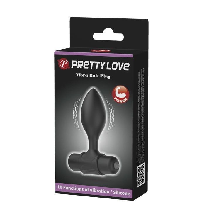 Korek analny z wibracjami Pretty Love, 8,6 cm (czarny)