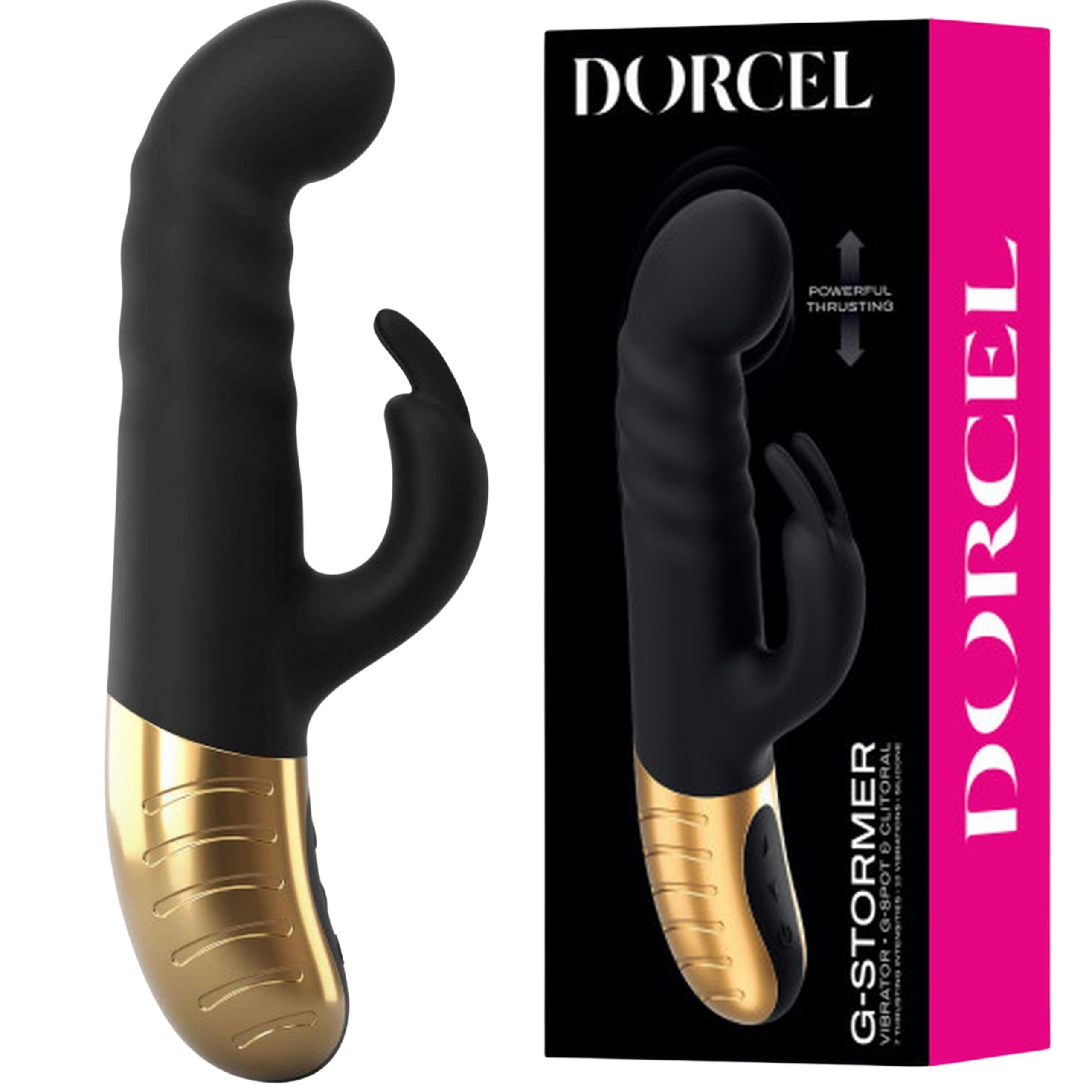 Вибратор кроликс Dorcel G-Stormer, 23.5х3.9 см (черный)
